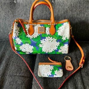 Dooney & Bourke White Hydrangea on Blue Satchel
